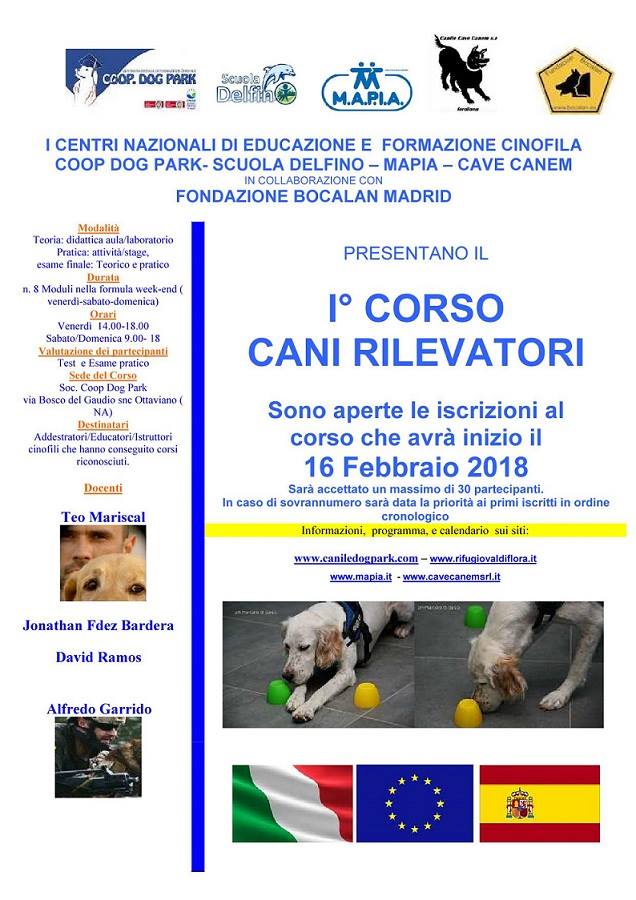 Corso cani rilevatori Rifugio Valdiflora